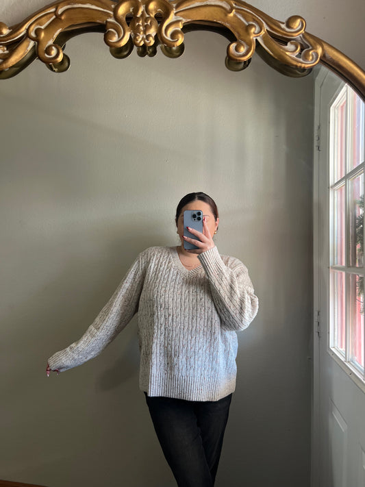 V-Neck cable sweater