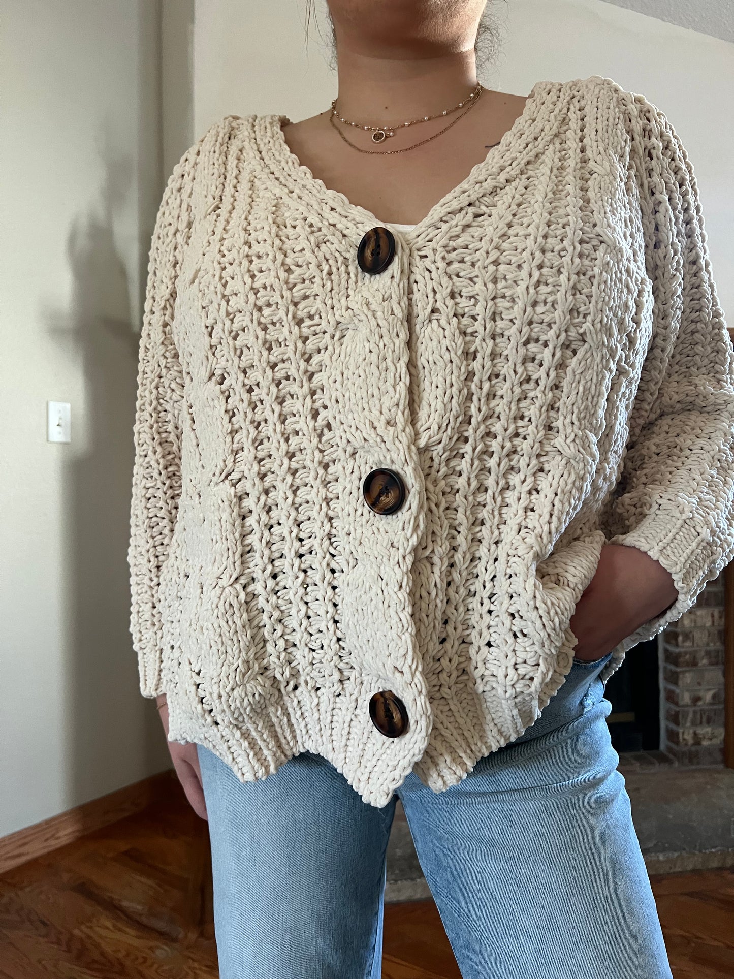 Chenille Cable Knit Cardigan