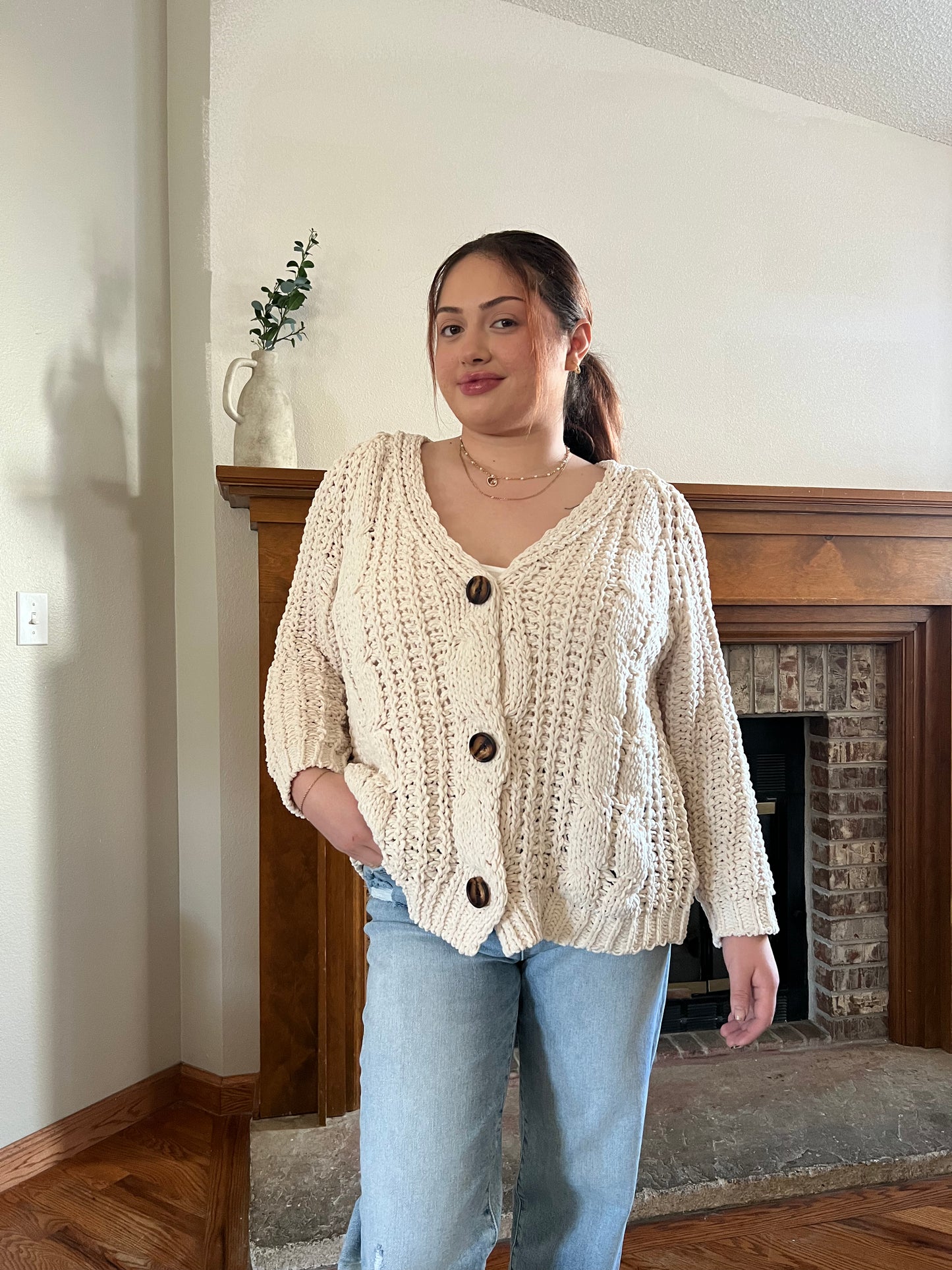 Chenille Cable Knit Cardigan